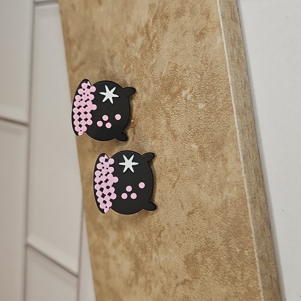 Cute Pink Witch Cauldron Earrings